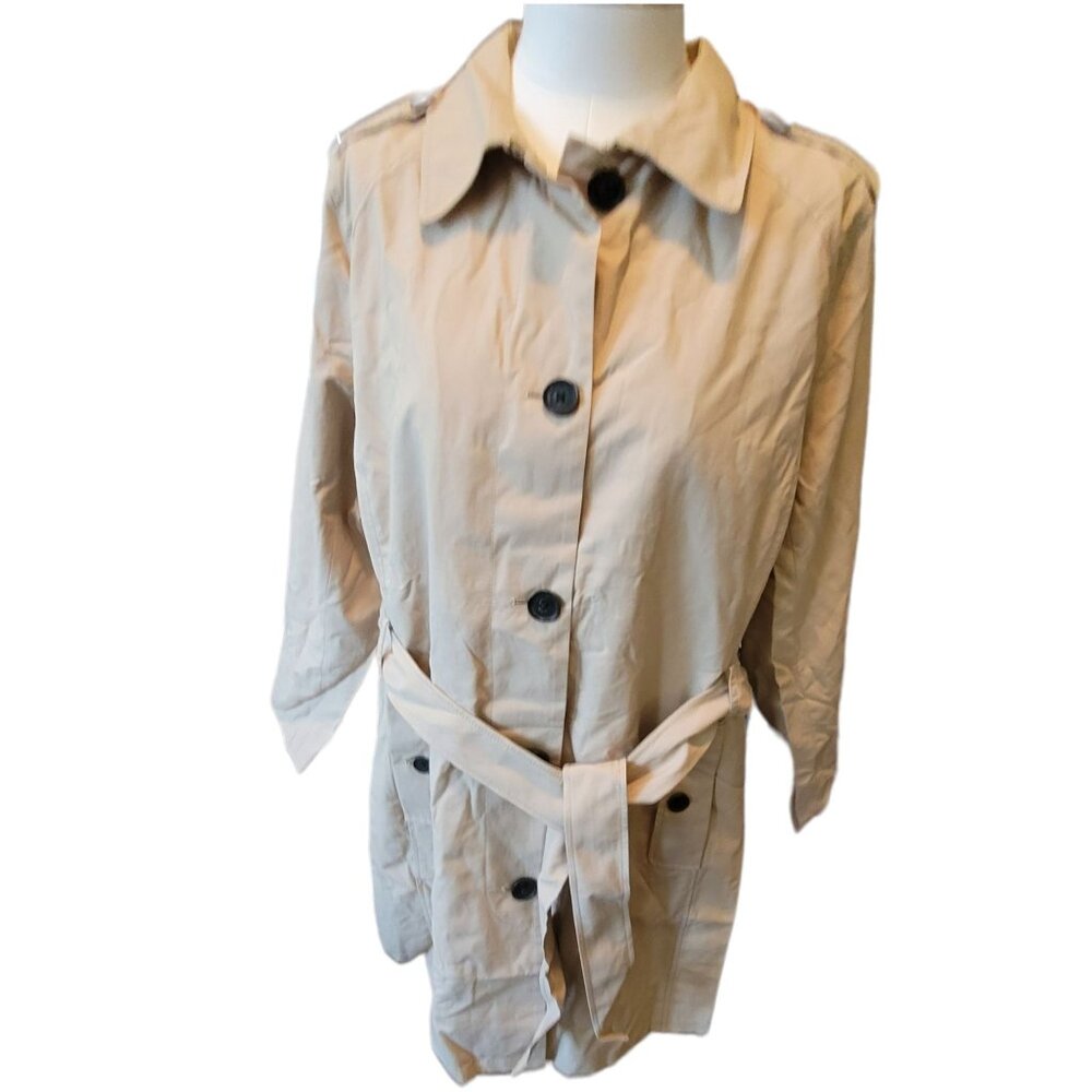 Lands' End Womans Harbor Trench Coat Sisas Tan Woman's Plus 1X 16-18 NWT DH384